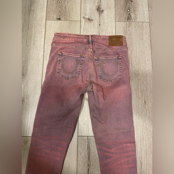 Y2K True Religion Halle HIGH-RISE Skinny Jeans Washed Pink Color Size 28 / 6 - Picture 6 of 11